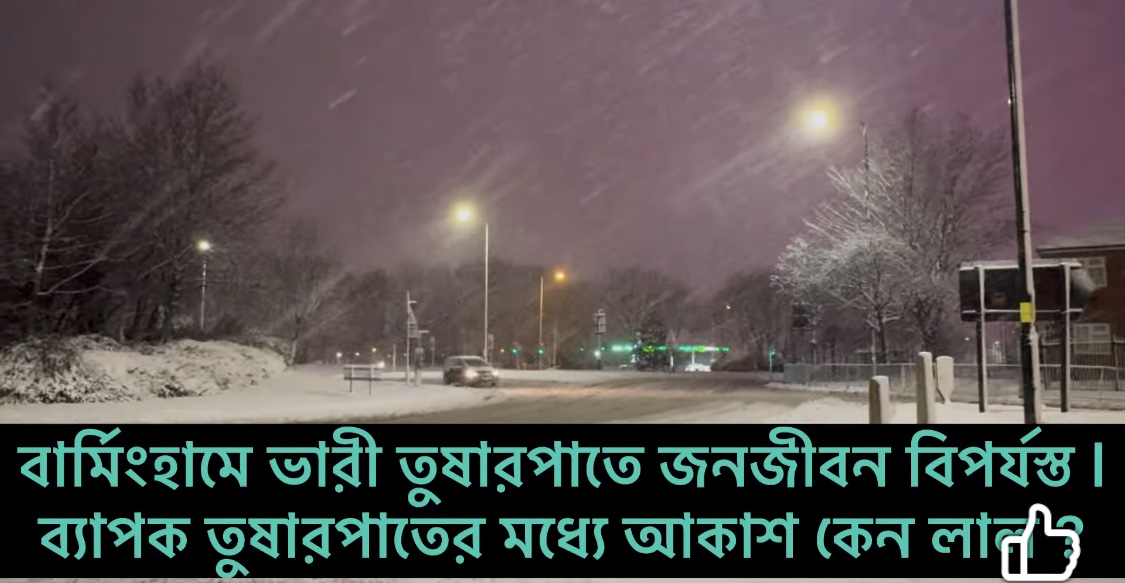 যুক্তরাজ্যের বার্মিংহামে ভারী তুষারপাতে জনজীবন বিপর্যস্ত